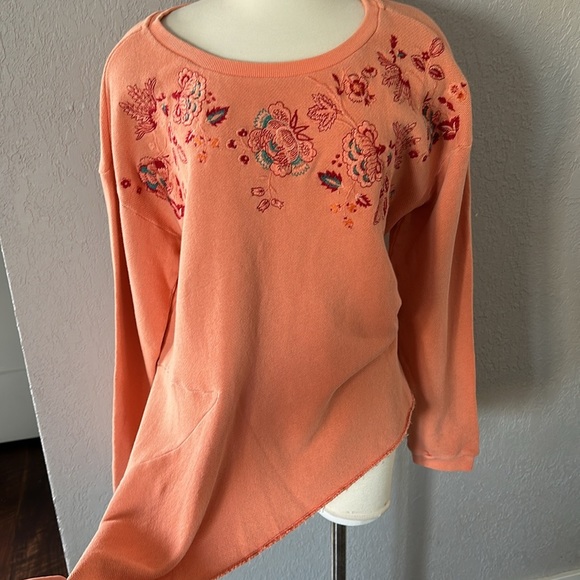 Sundance Clementine Fields Sweatshirt In Creamy Orange Size XXL Embroidered - Picture 7 of 9